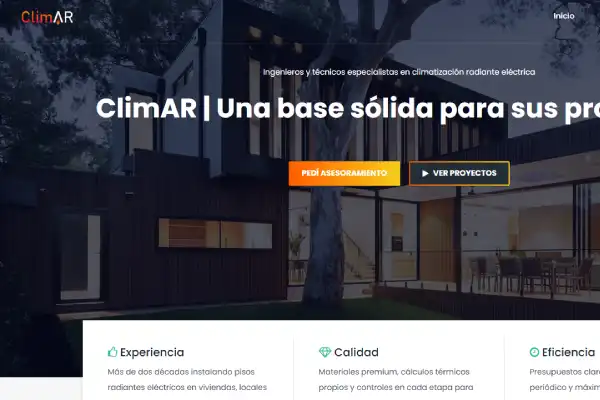 Sitio web de climatización y pisos radiantes